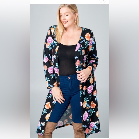 Emerald Black Floral Women's Cardigan - Picture 1 of 2